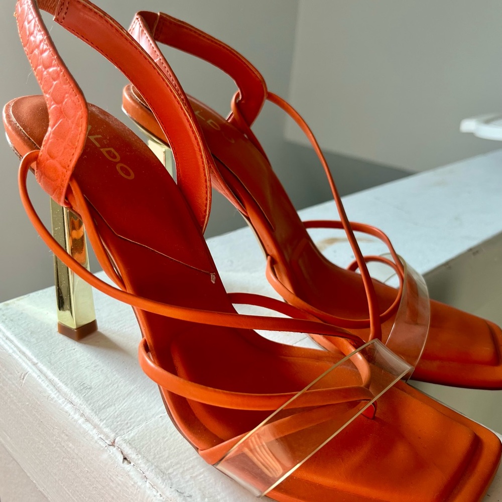 neon orange ALDO heels size 7